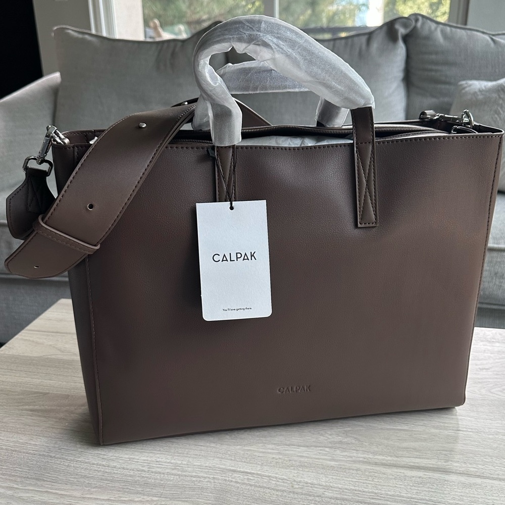 Calpak Haven Laptop Tote Bag Espresso Brown